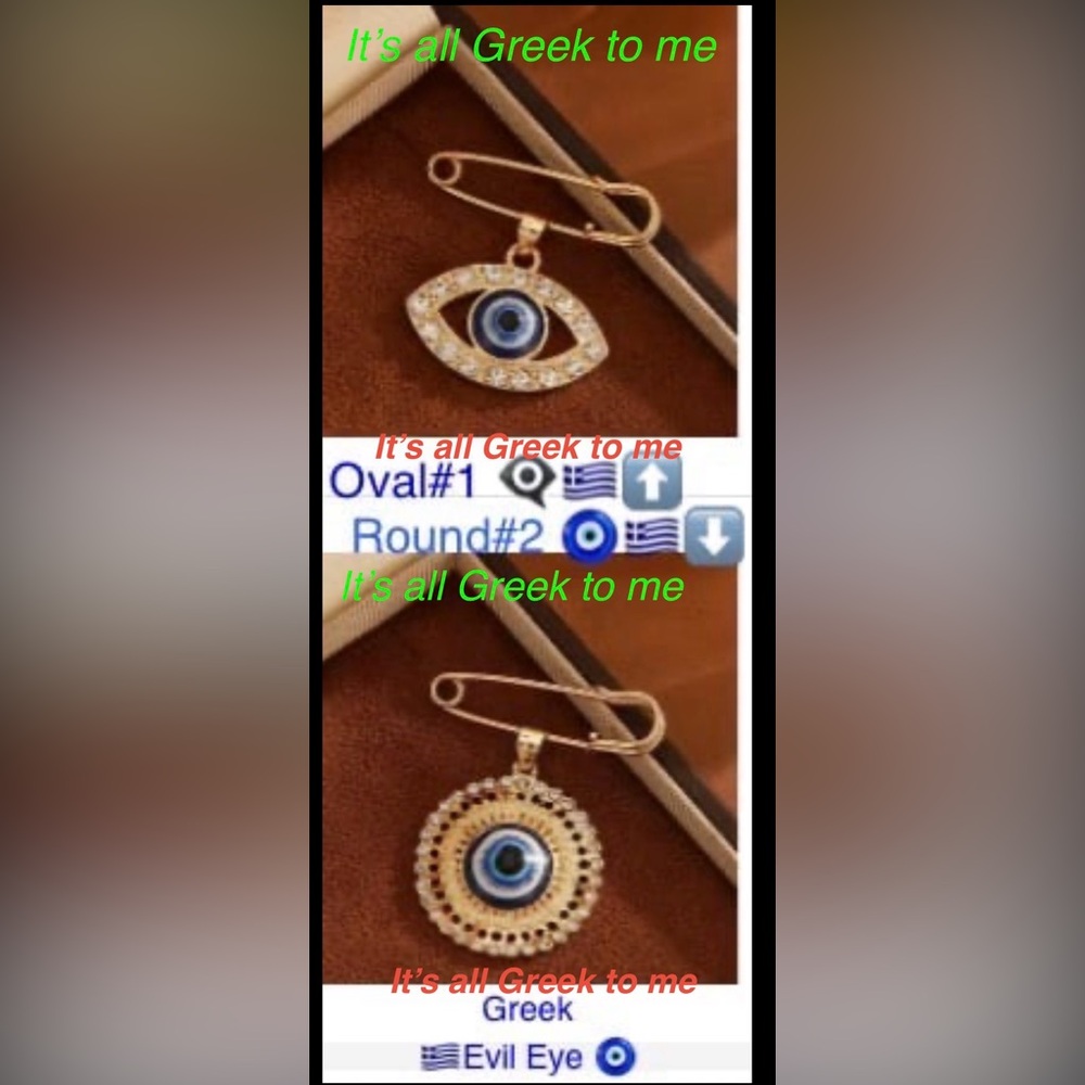 Greek Gold and Blue Evil Eye Brooch safety pin new BLESSED 😇 BYGreek priest